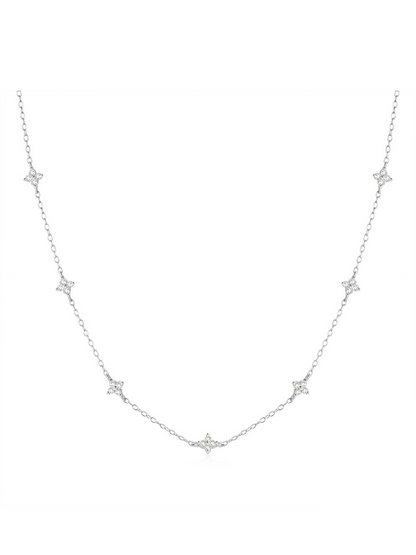 S925 Sterling Silver Flower Diamond Dainty Chain