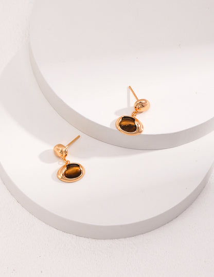 Natural Tiger's Eye Stone Earrings