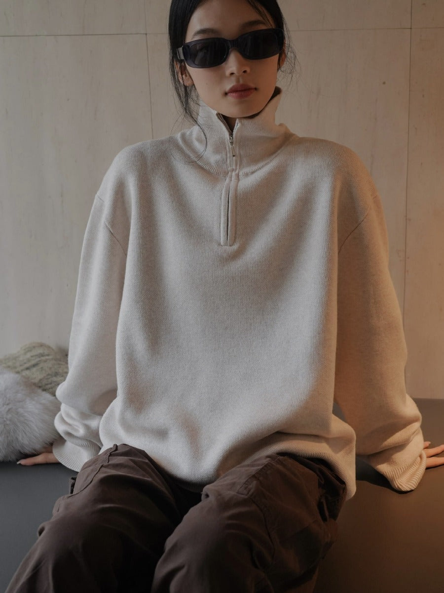 Turtleneck Wool Knit with Zipper