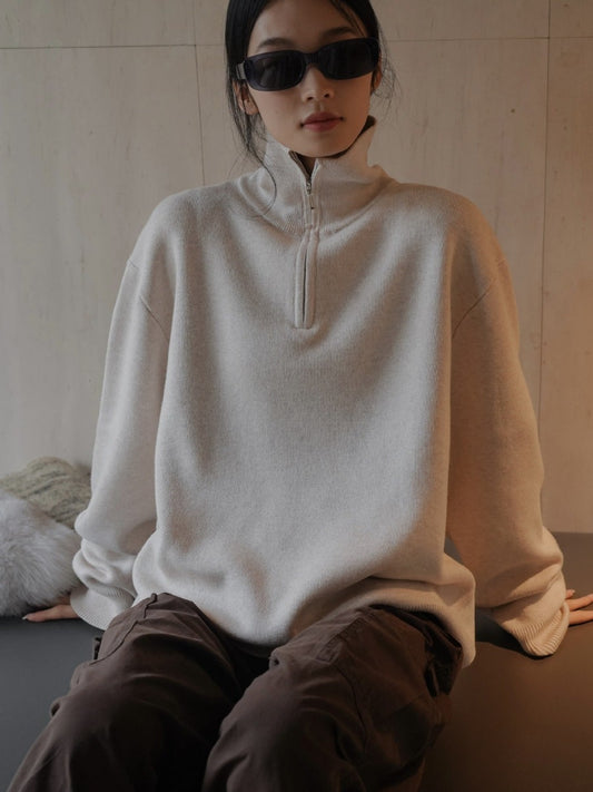 Turtleneck Wool Knit with Zipper