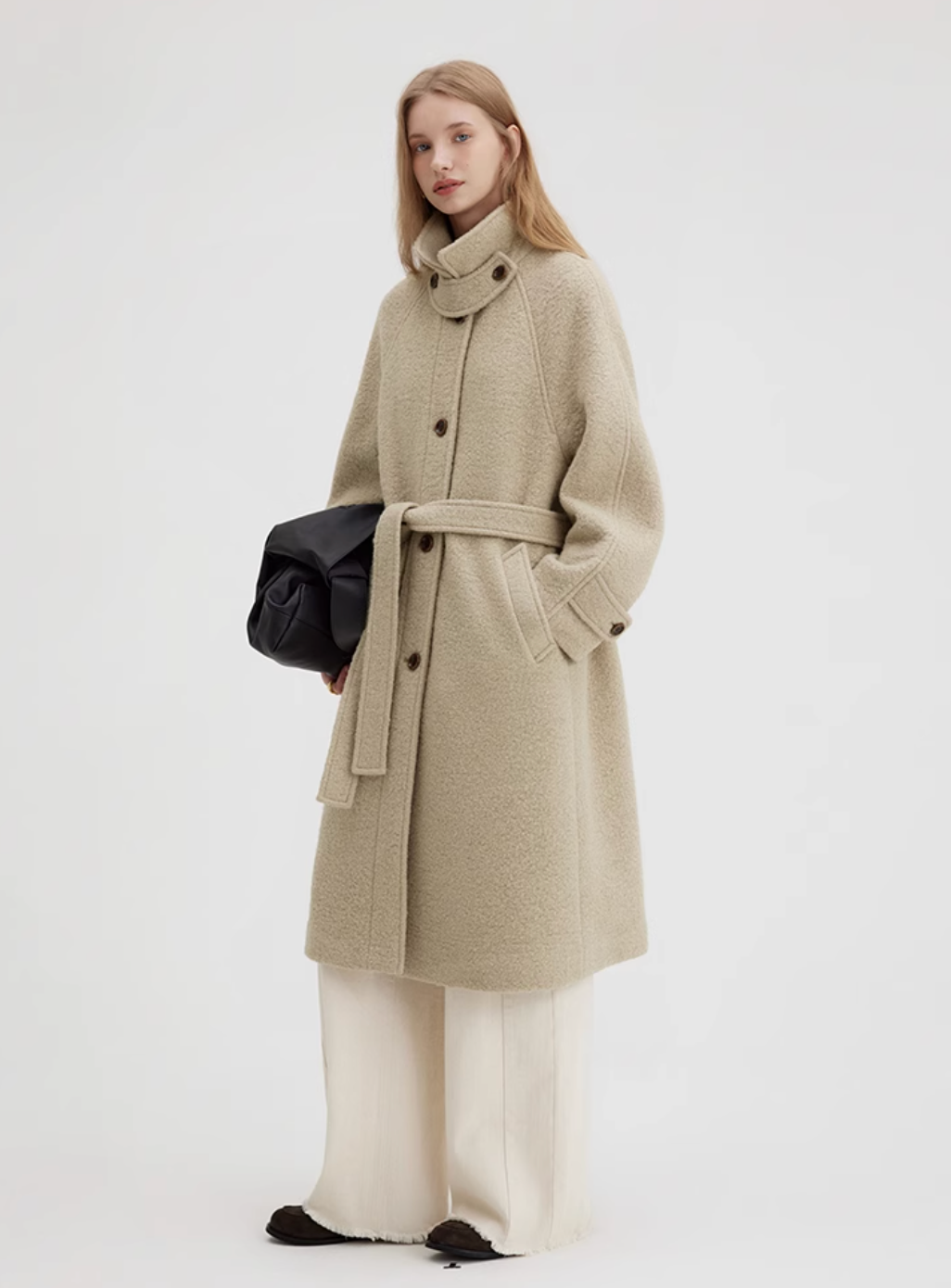 30% Wool Lapel Circle Texture Coat