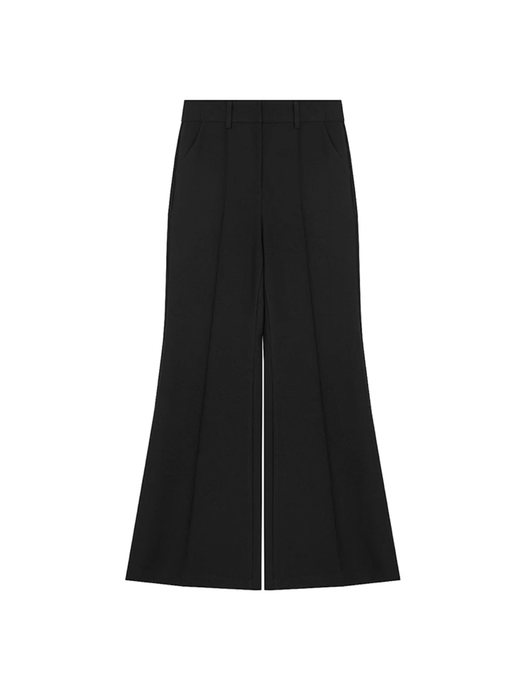 High-Waisted Black Micro Flare Casual Pants