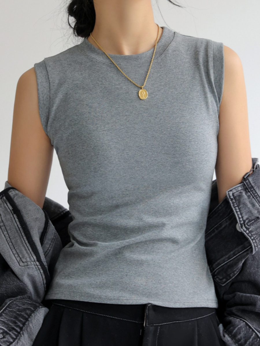 Cotton Round Neck Versatile Tank Top